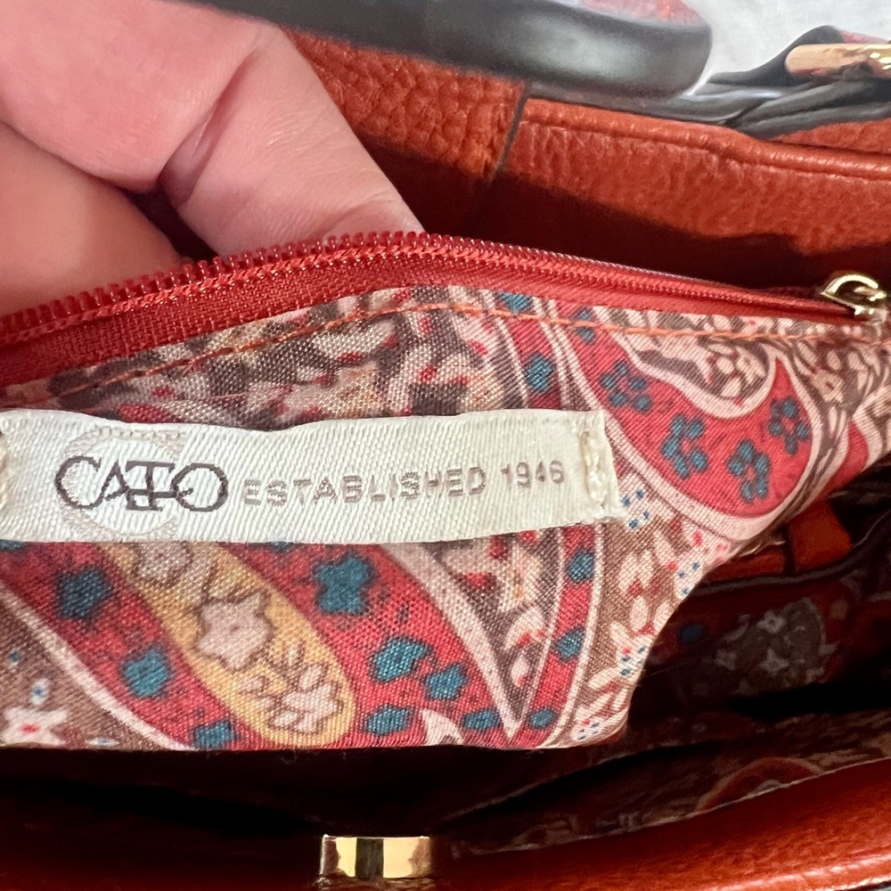 Cato Orange Tote with Gold Detailing - Picture 9 of 11